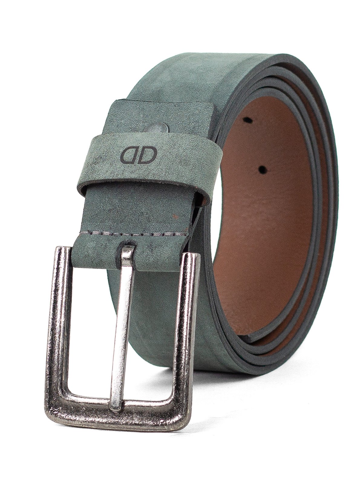 Cinto Masculino Democrata Garage Nobuck Largo Confortável Preto Verde Estonado