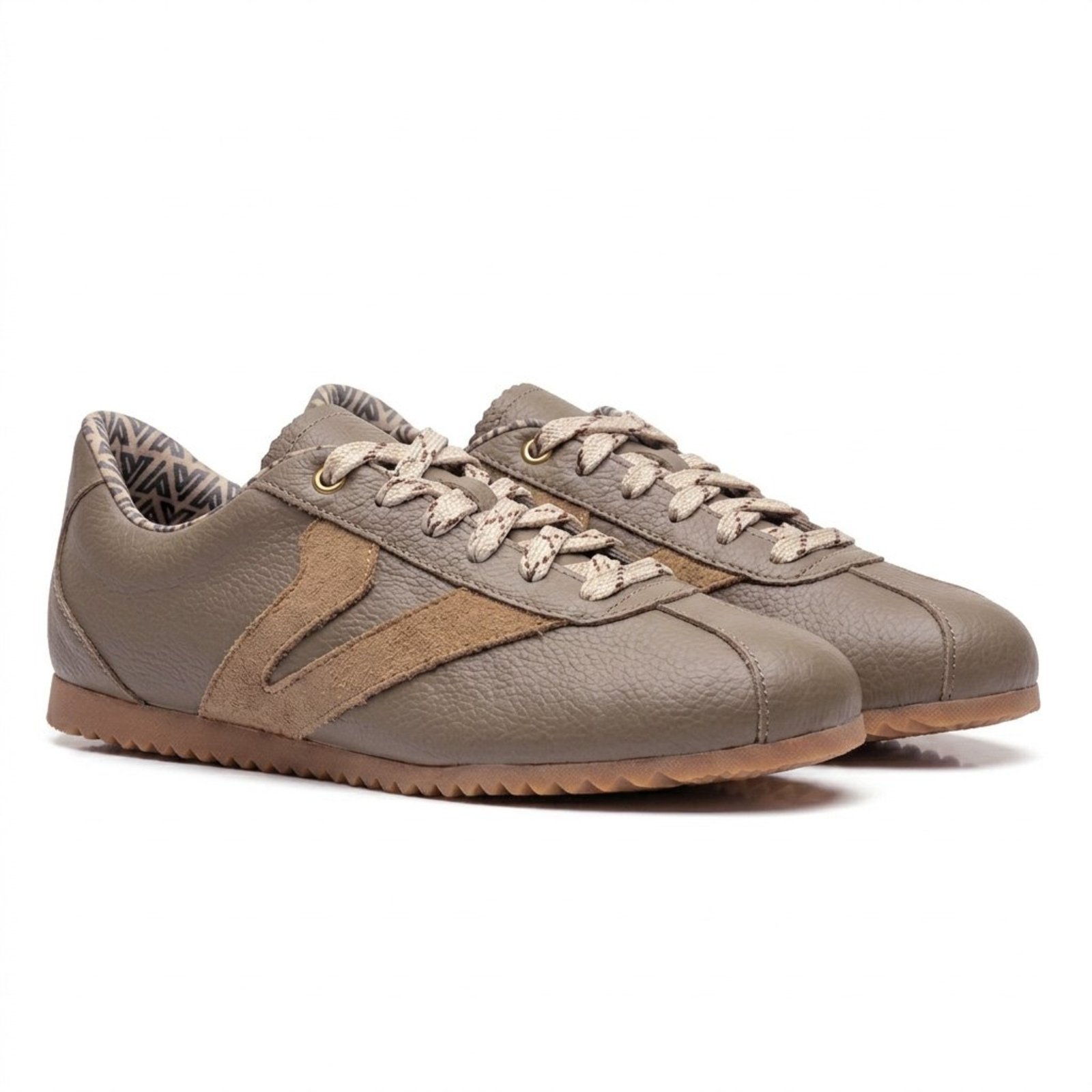 Tênis Feminino Couro Legítimo Naomi Areia Capuccino Casual Vittal Clássico Retrô Leve Macio Elegante