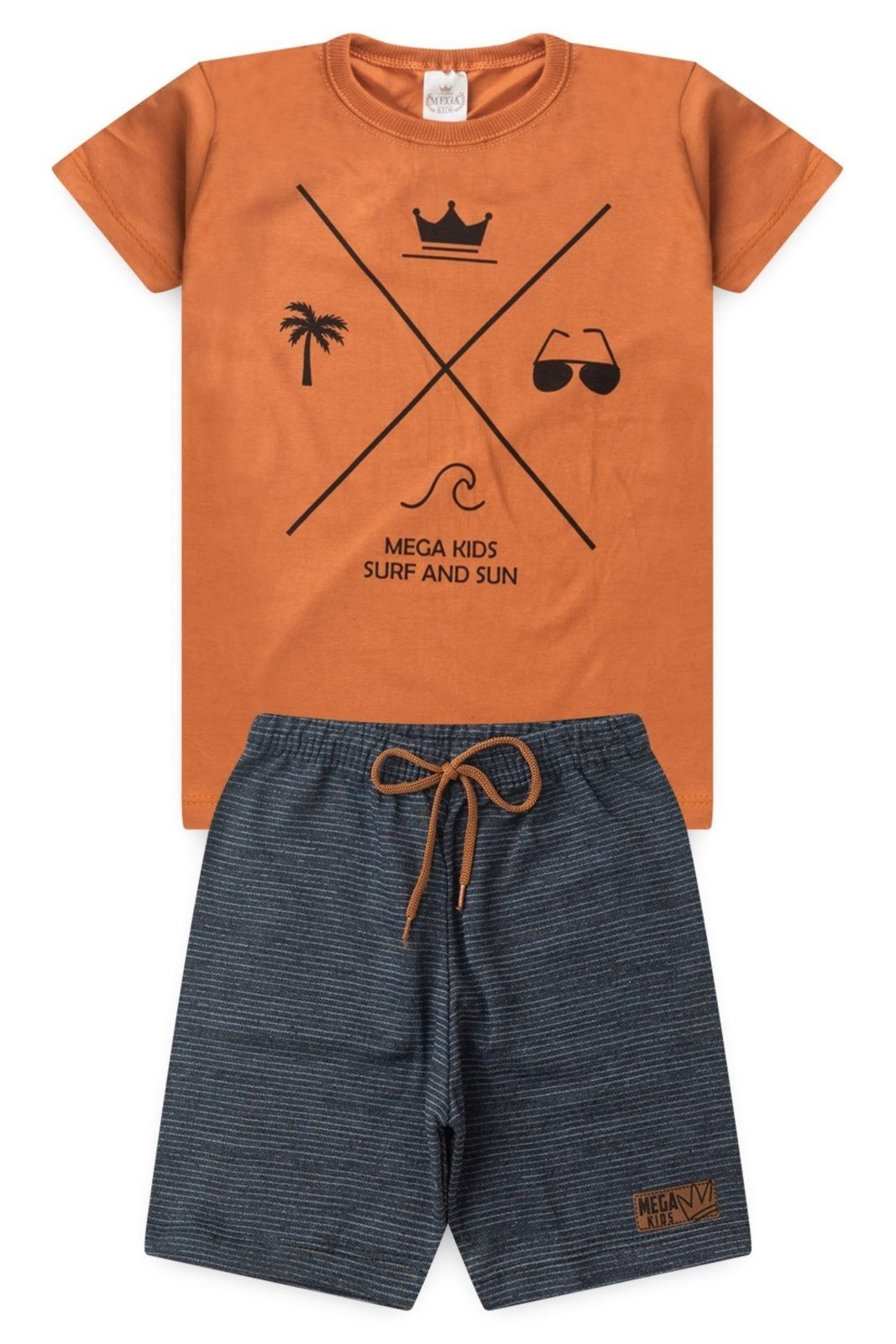 Vista 2 Infantil - Conjunto Verão Masculino Surf and Sun - Caramelo Mega Kids unico Mega Kids unico