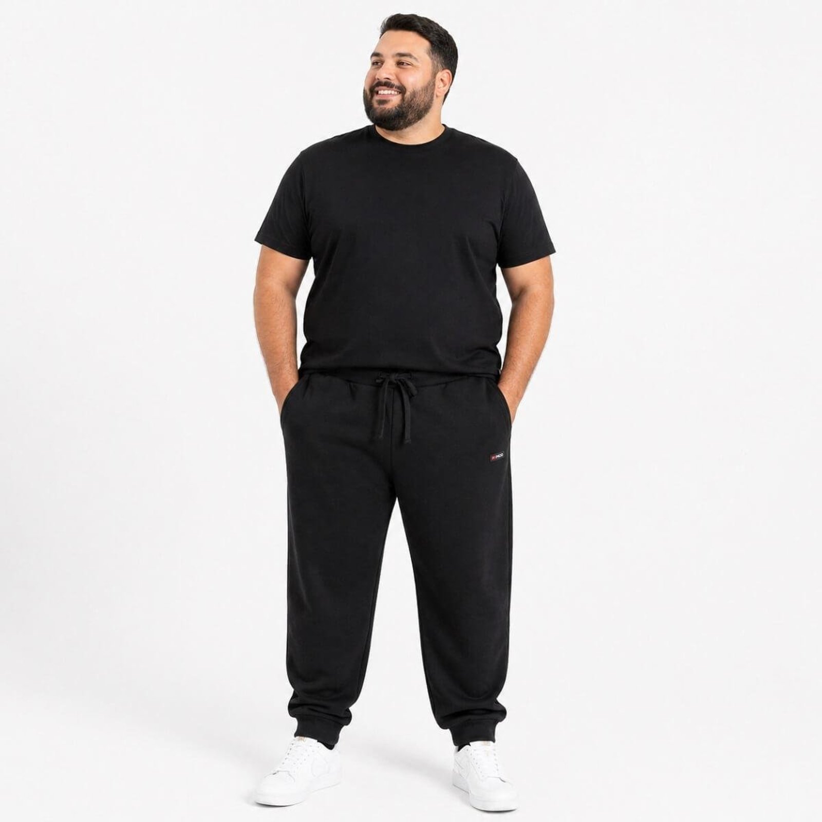 Calça Moletom Jogger Plus Size Masculina Fico 00978-000156 Preto