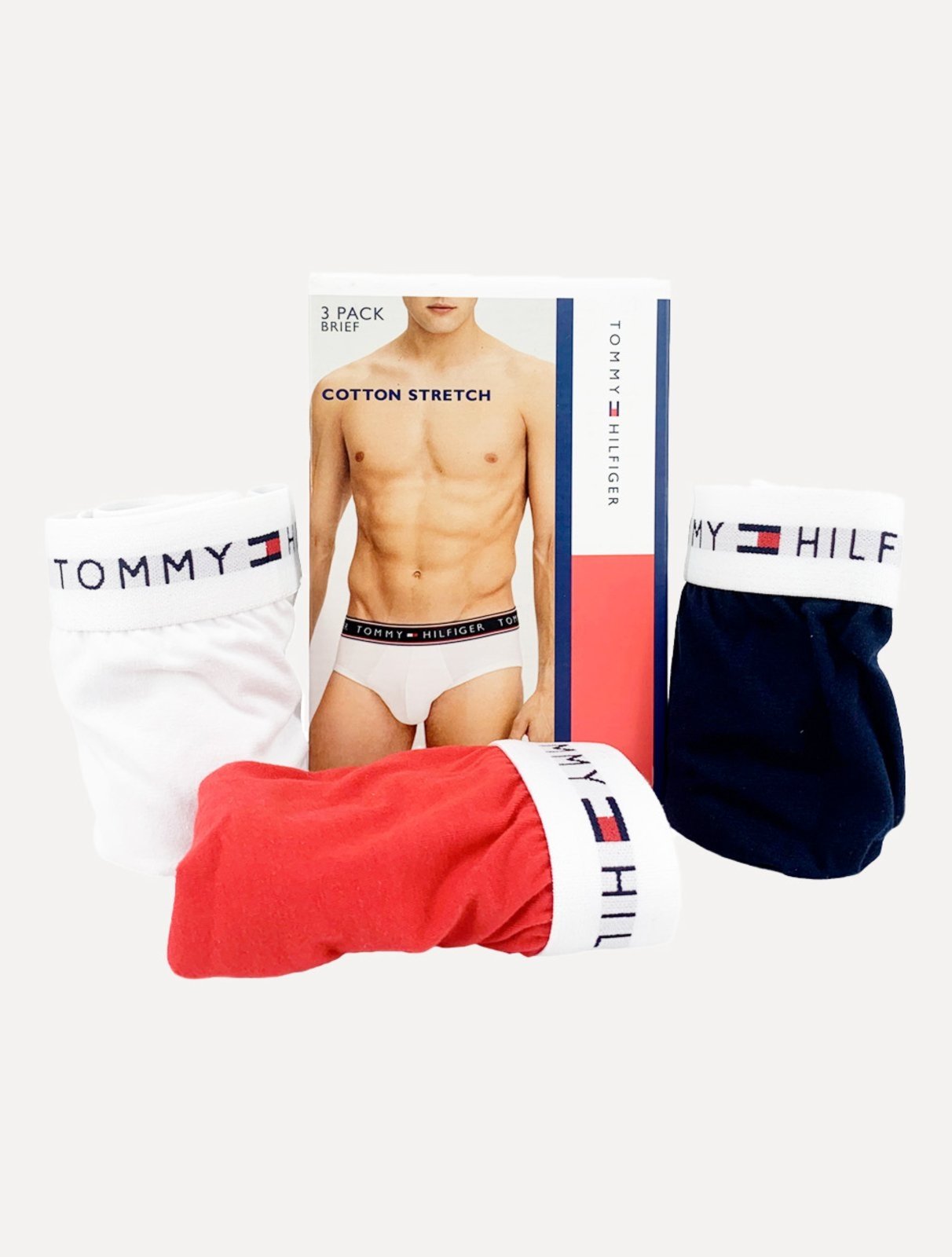 Vista 3 Cueca Tommy Hilfiger Cotton Stretch Brief Vermelha/Marinho/Branca Pack 3UN azul marinho/branco/vermelho Tommy Hilfiger azul marinho/branco/vermelho