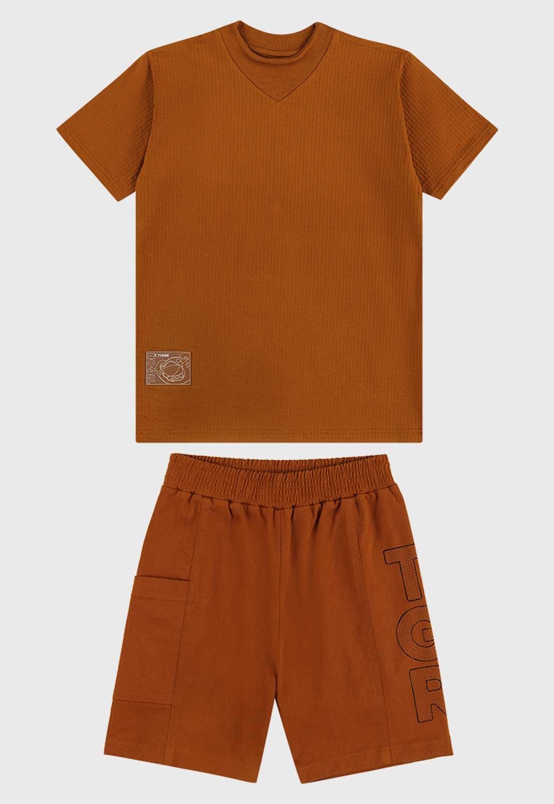 Infantil - Conjunto Tigor T Tigre Curto Logo Marrom