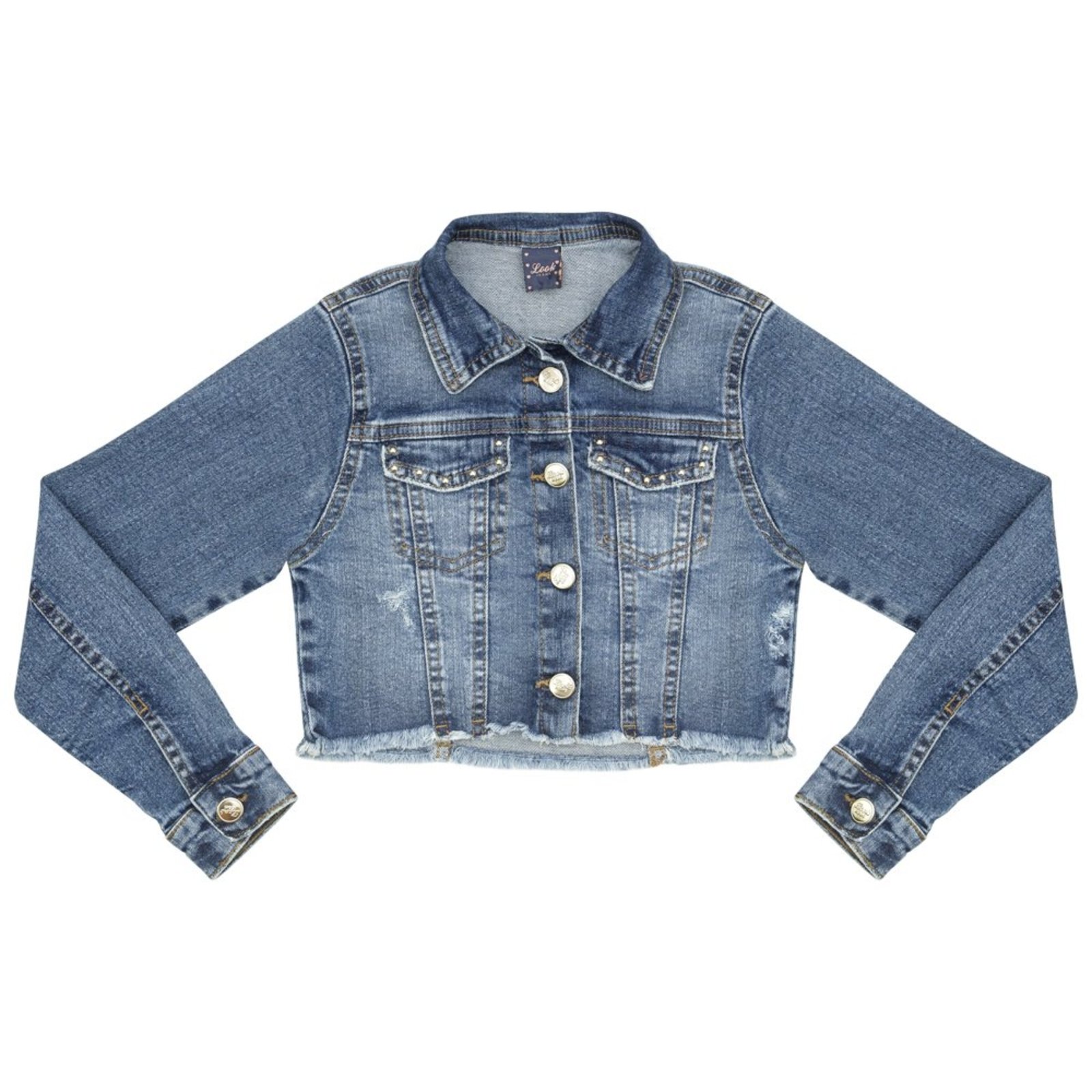 Infantil - Jaqueta Juvenil Look Jeans Cropped Jeans