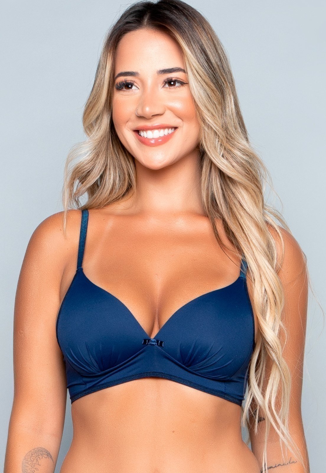 Sutiã Bella Fiore Modas com Bojo Molinho Flex sem Arco Soft Marinho