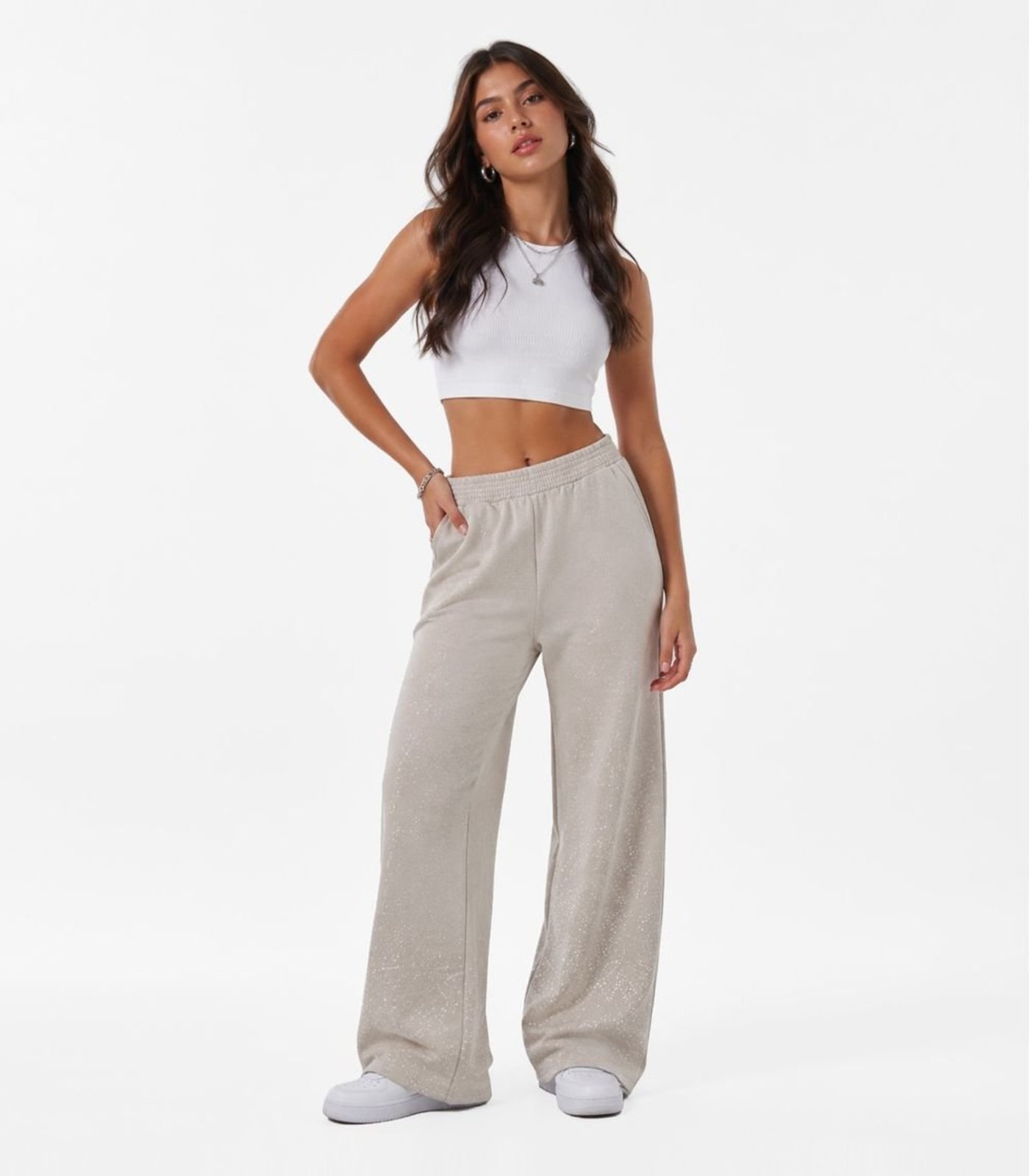 Infantil - Calça Wide Leg Juvenil Em Moletom Minty Bege