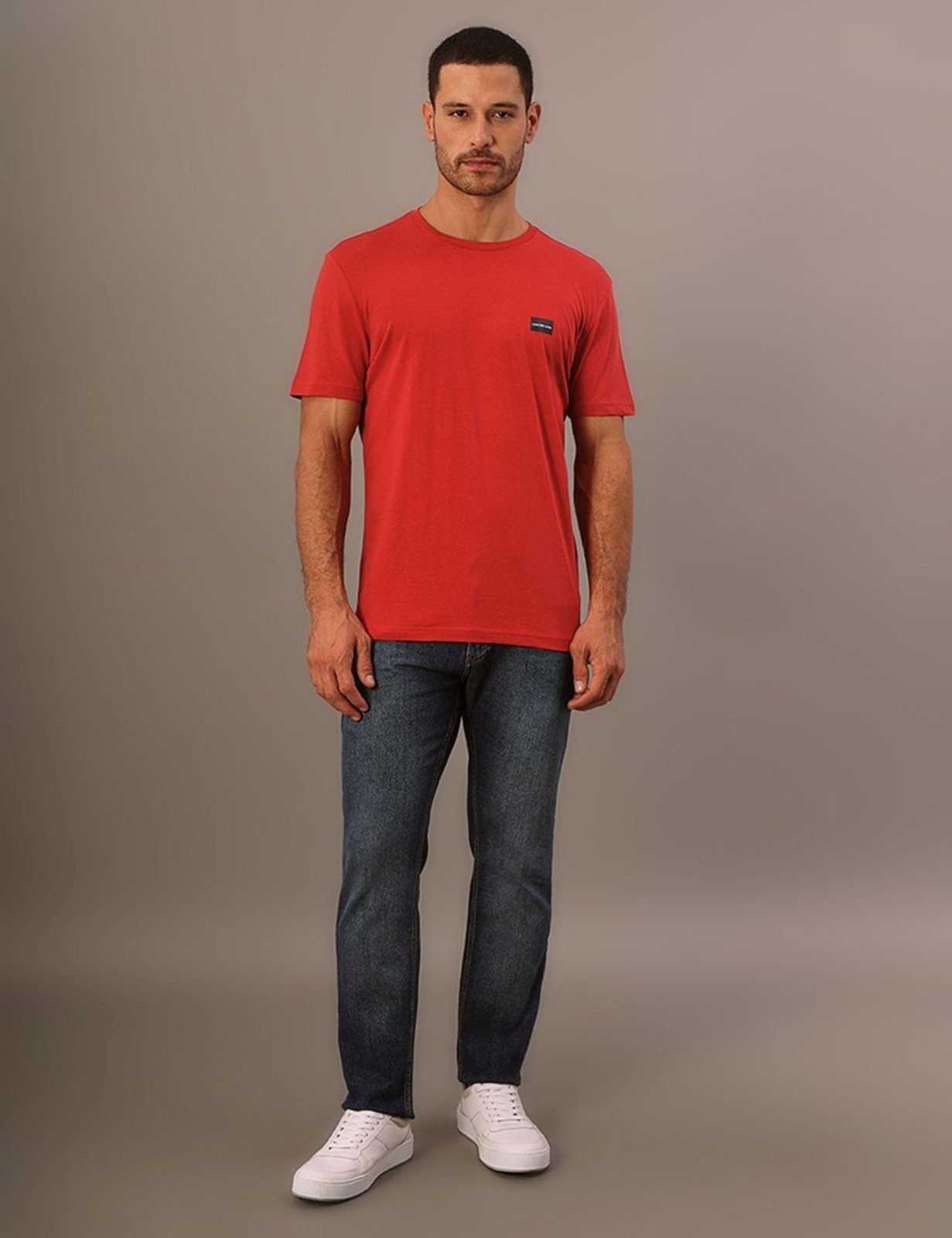 Camiseta Manga Curta Calvin Klein Jeans Masculino Com Logotipo - Vermelho Calvin Klein Jeans