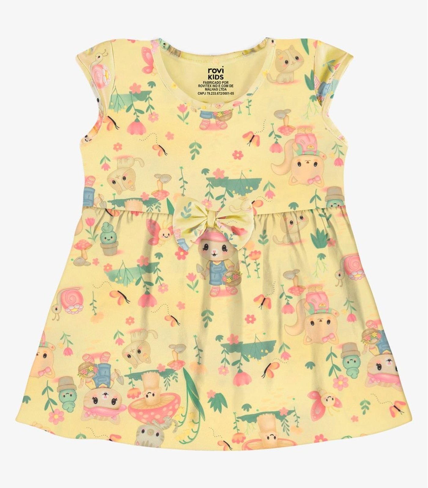 Infantil - Vestido Estampado Malha Rovi Amarelo