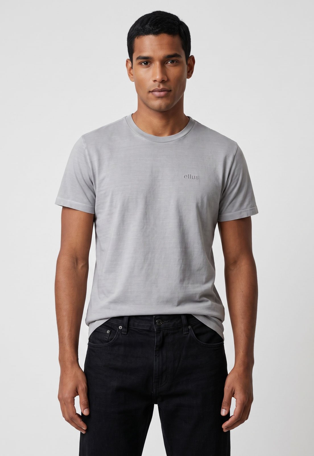 Camiseta Masculina Ellus Estampa Gothic Clássico Cinza