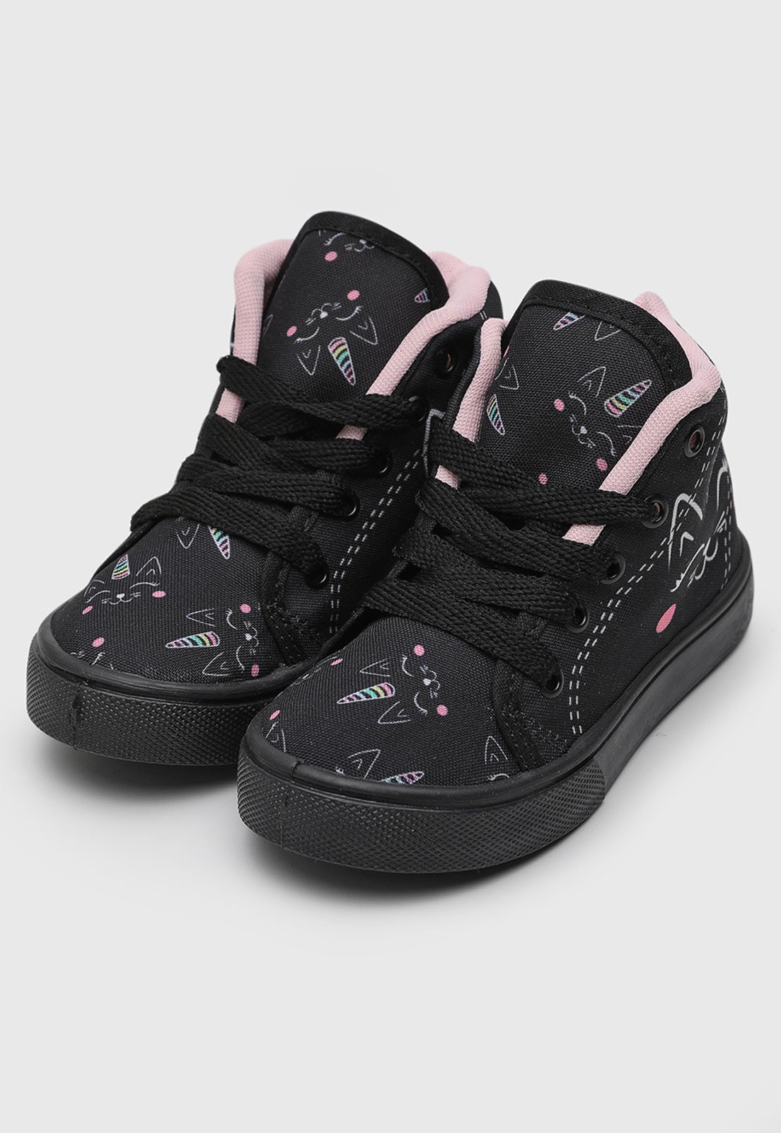 Infantil - Tênis Tricae Cano Alto Gatinho Preto