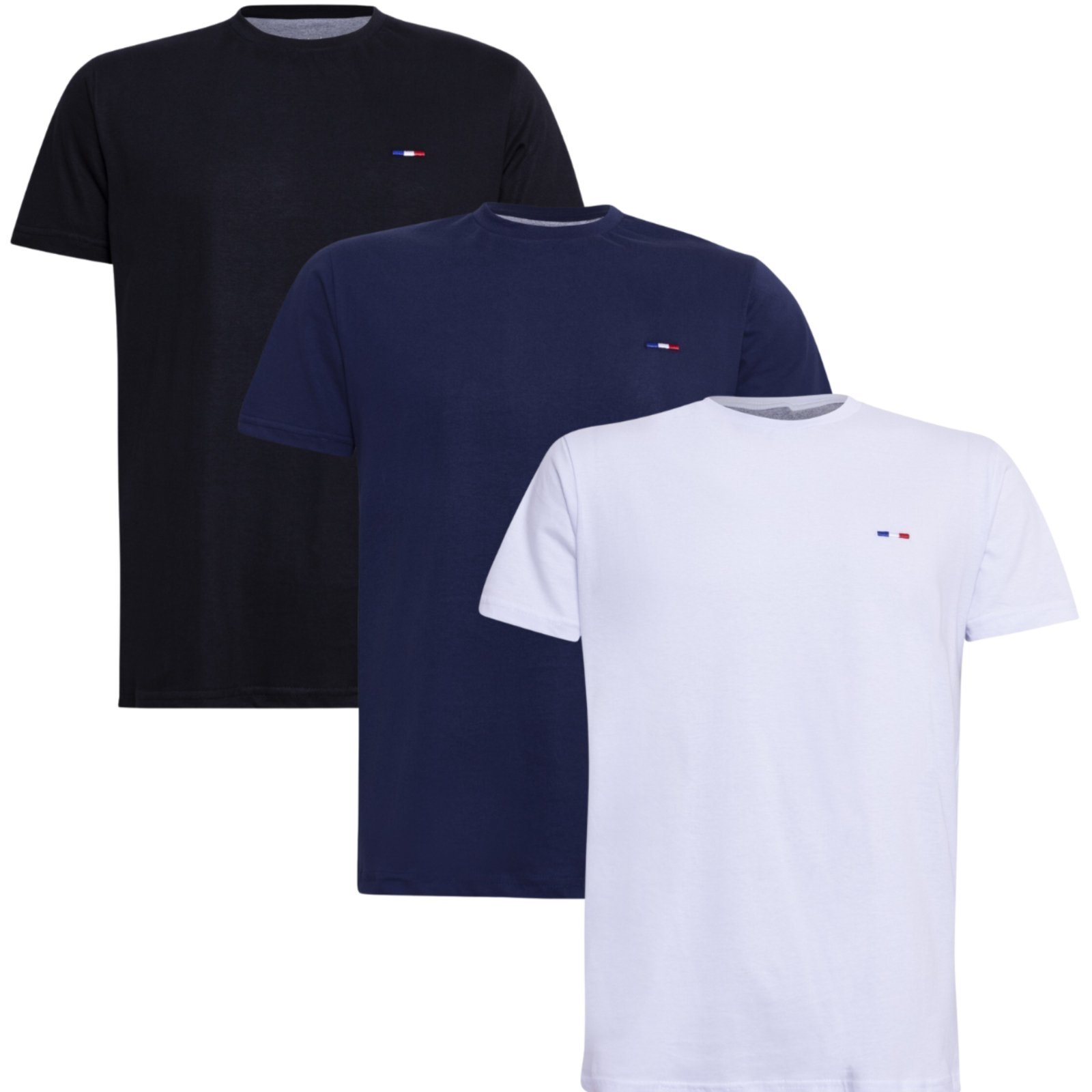 Kit 3 Peças Camisetas Básicas Masculina Industrie em Algodão Premium no Estilo Tommy Bordado França
