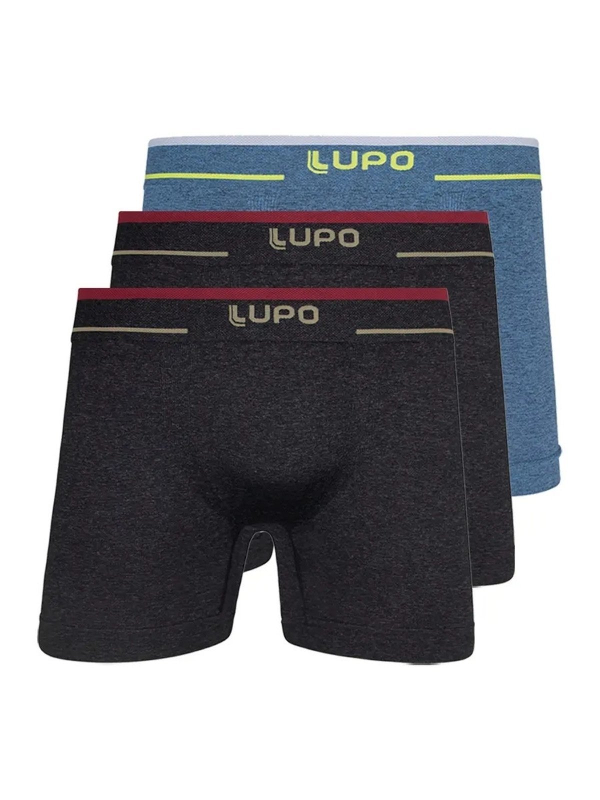 Kit com 3 Cuecas Boxer Lupo 17800-001 Plus Size Azul