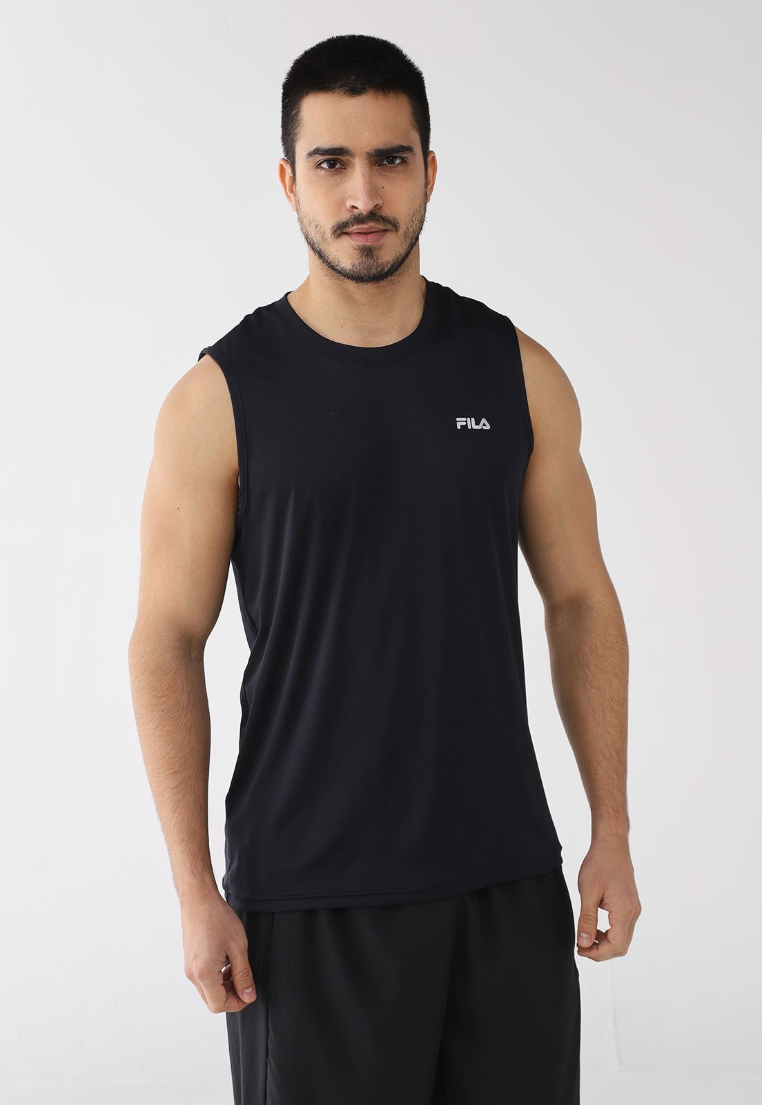 Vista 2 Camiseta Regata Masculina Fila Basic Sports II Preta preto Fila preto