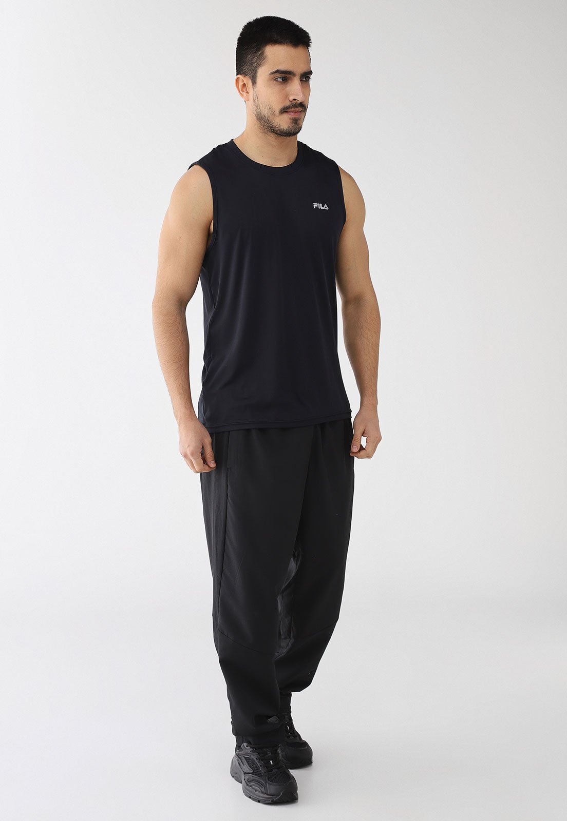 Vista 3 Camiseta Regata Masculina Fila Basic Sports II Preta preto Fila preto