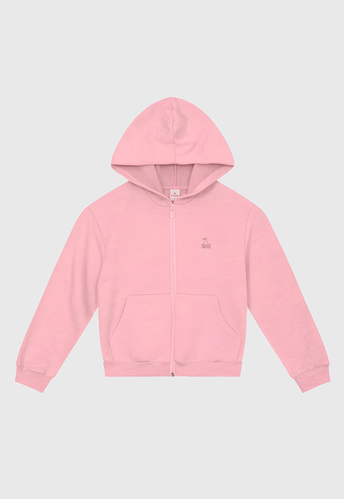 Infantil - Jaqueta Brandili Capuz Estampa Cereja Rosa