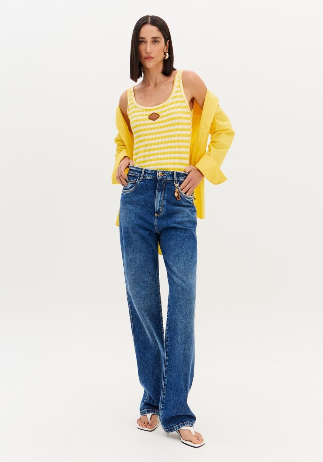 Calça Jeans Reta De Cintura Super Alta Sport Easy
