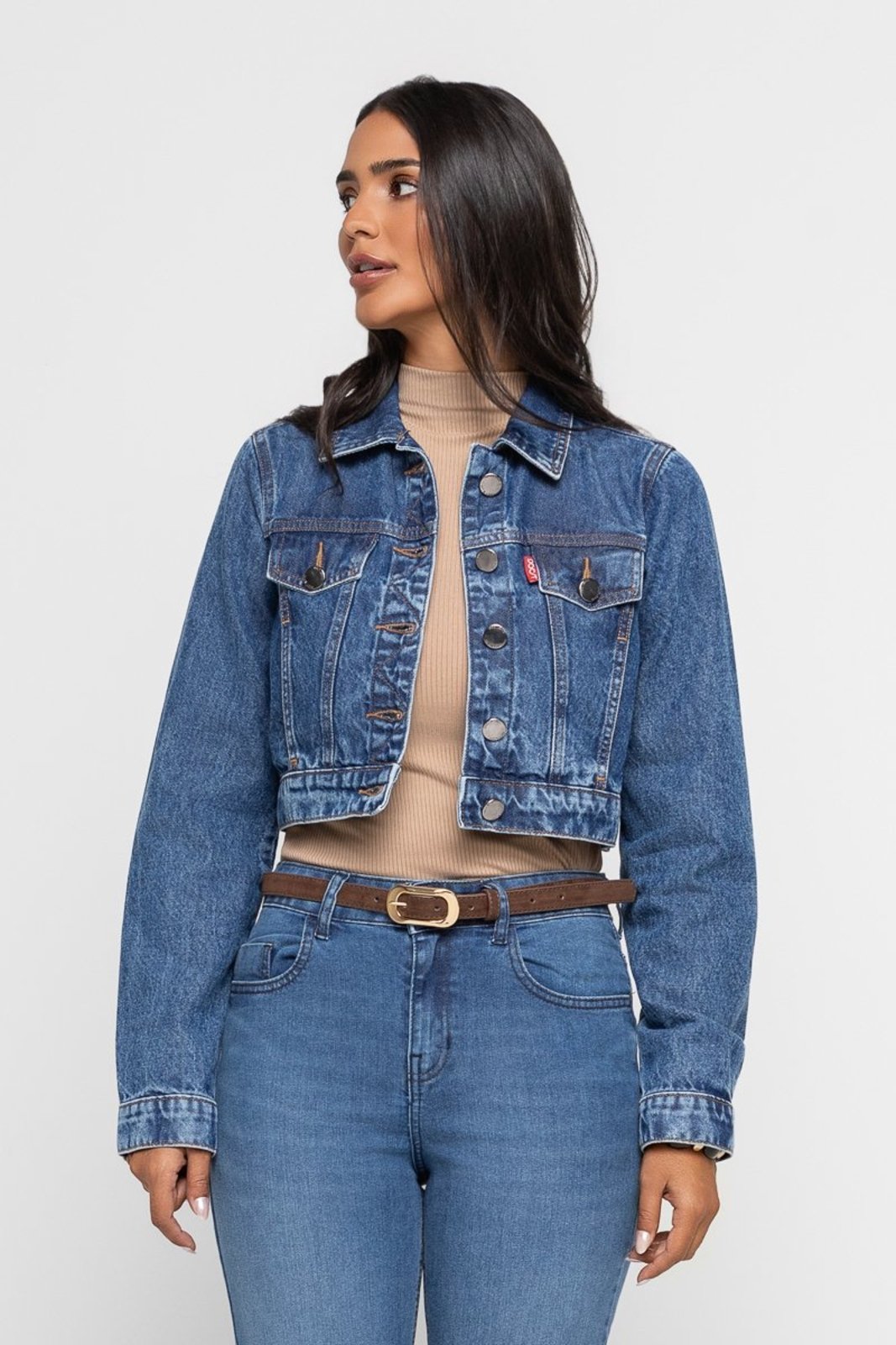 Jaqueta Jeans Bia Cropped Escura Doct Indigo Escuro