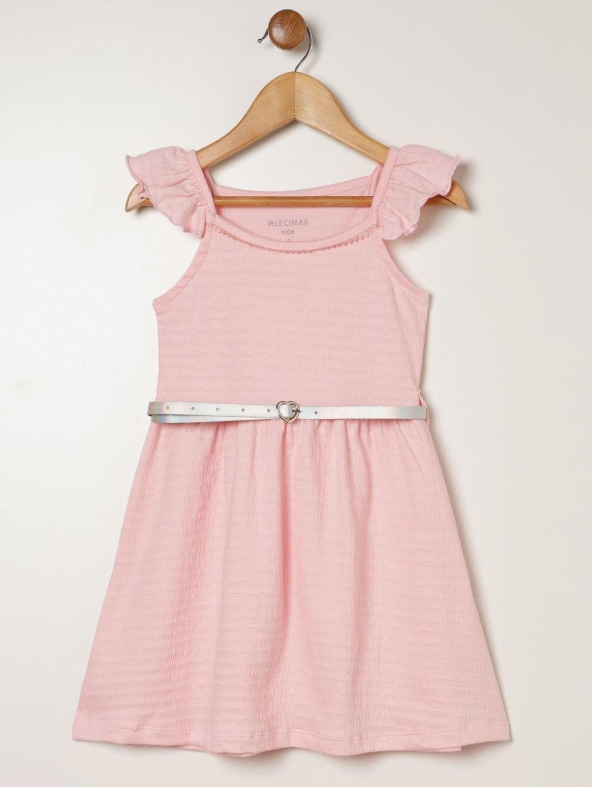 Infantil - Vestido Malha Com Cinto Para Menina - ROSA