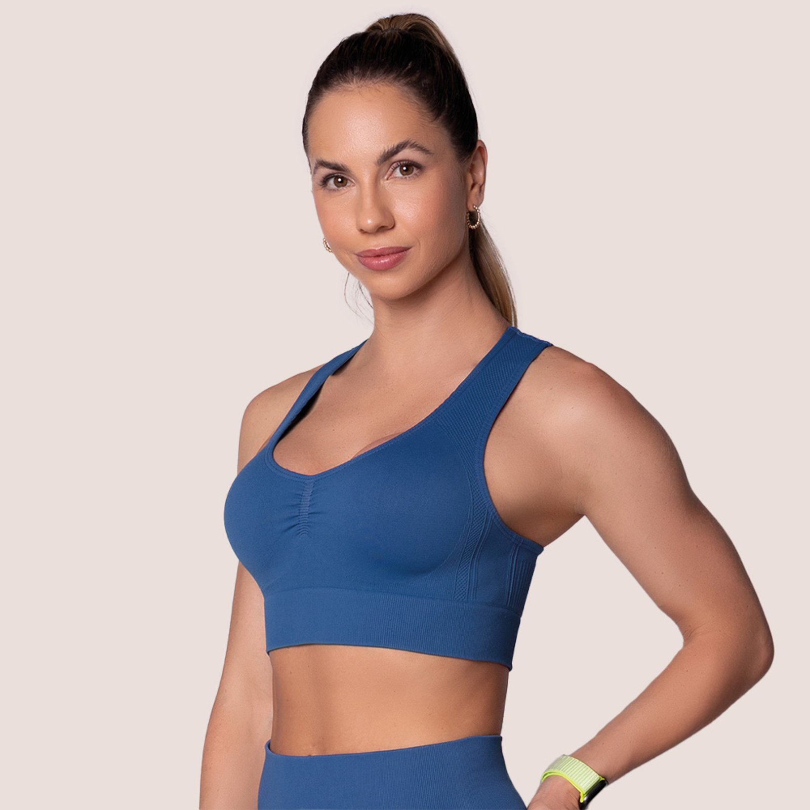 Top Academia Treino Alta Sustentação Sem Costura Selene Azul