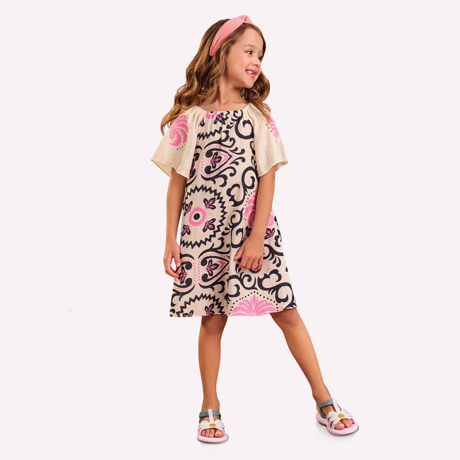 Infantil – Vestido Menina Estampa Nanai