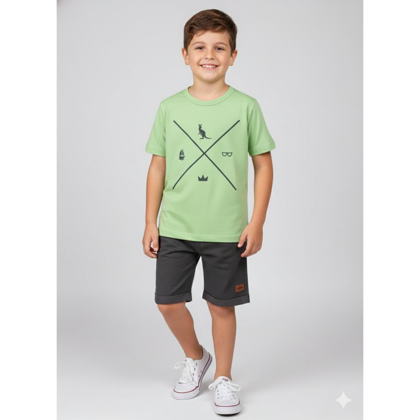 Infantil - Conjunto Menino Algodão Premium Verão Símbolos Kangulu