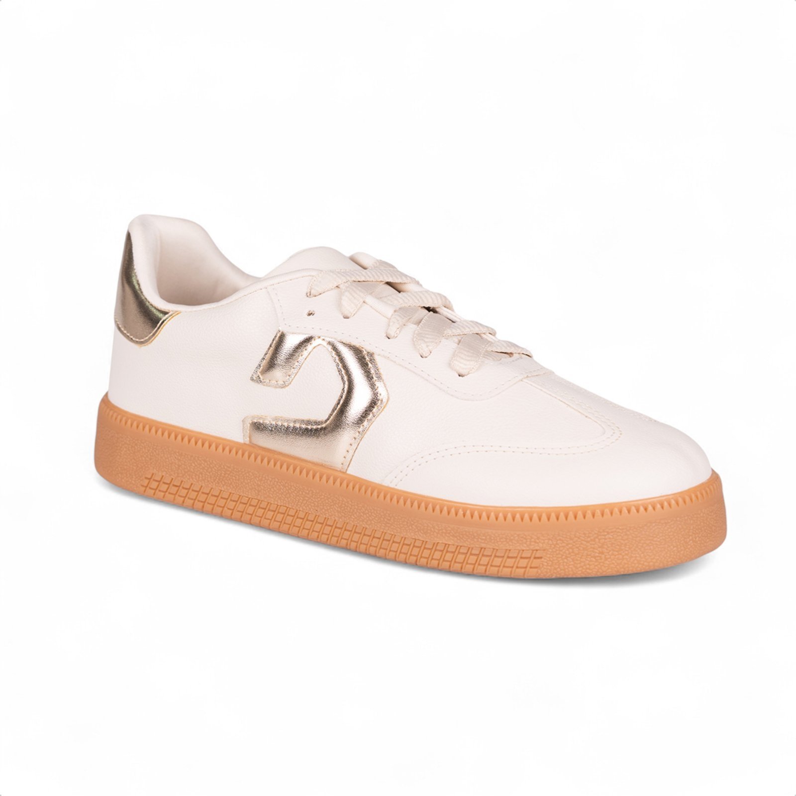 Tênis Domidona Feminino Dourado Street Urbano Casual Cano Baixo Elegante Sola Alta