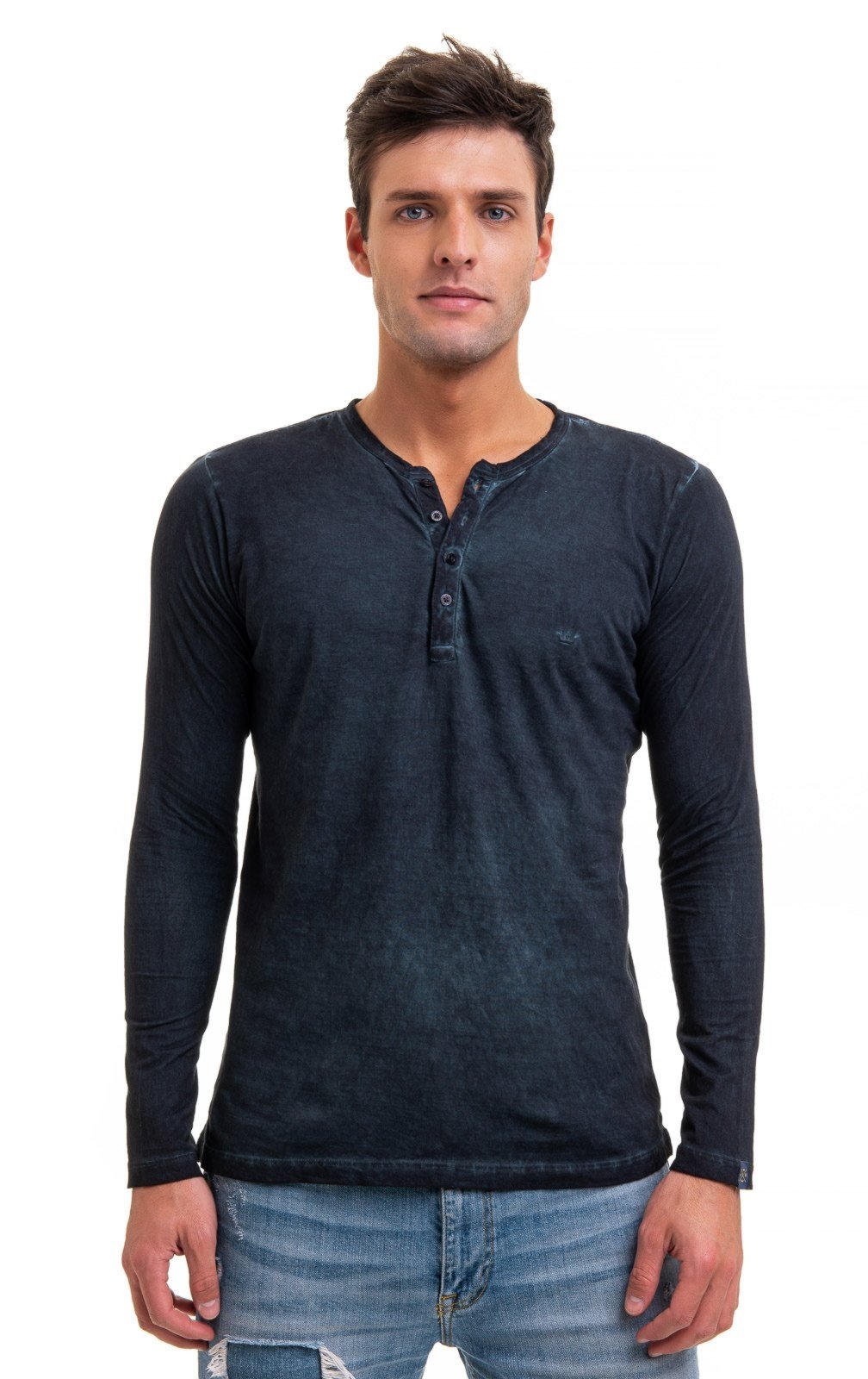 Vista 2 Camiseta henley Aburguesia Slim Fit Azul Alfaiataria Burguesia azul marinho Alfaiataria Burguesia azul marinho