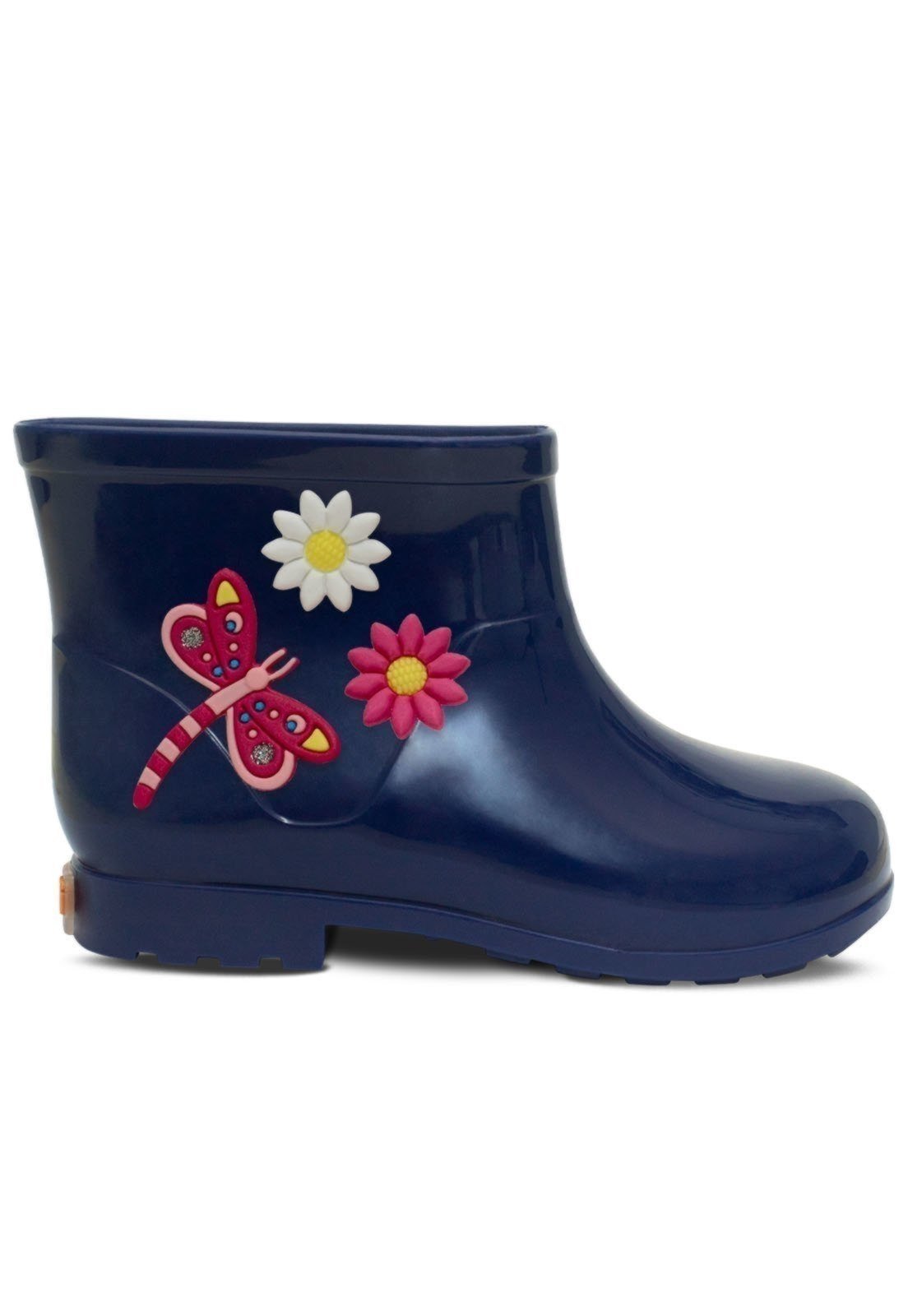 Vista 3 Infantil - Bota Galocha Cano Baixo Pópidi Menina Libélula Flores preto Pópidí preto