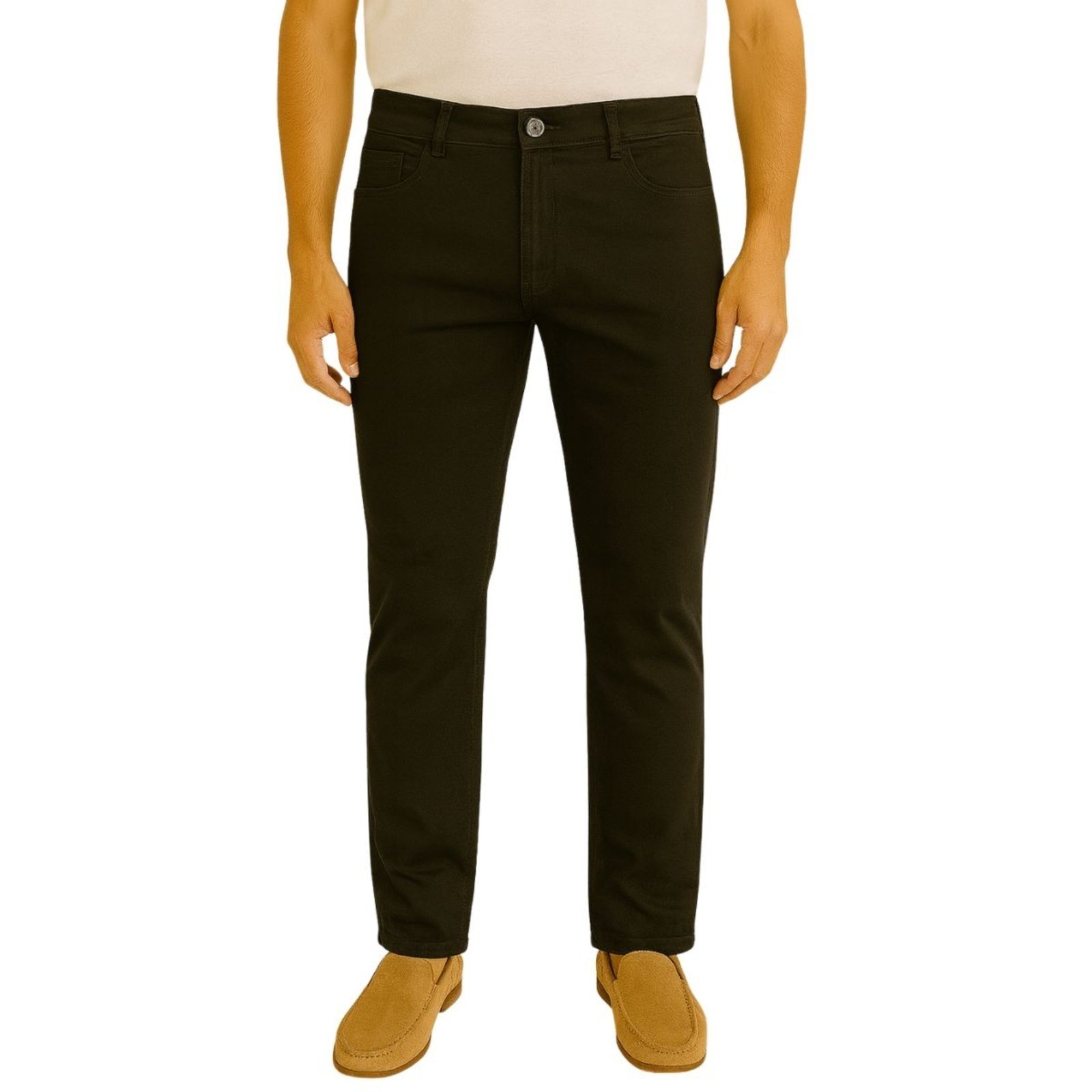 Calça Masculina FMF Preta Slim Fit em Sarja com Elastano Conforto e Estilo Casual Preto