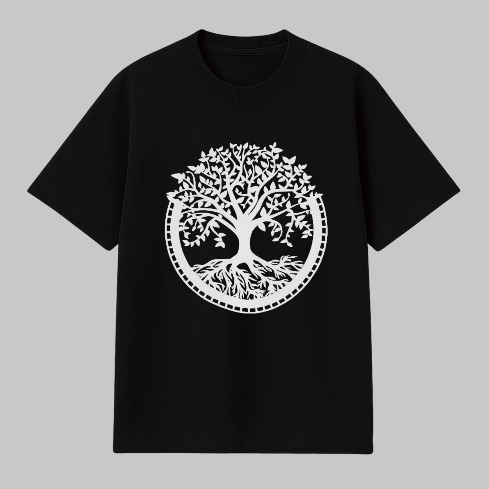 Camiseta Básica Árvore Da Vida Minimalista Unissex Preto