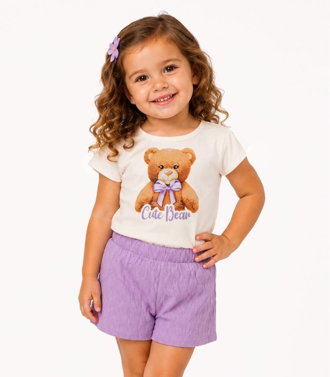 Infantil - Conjunto Feminino Blusa Short Trick Nick Branco