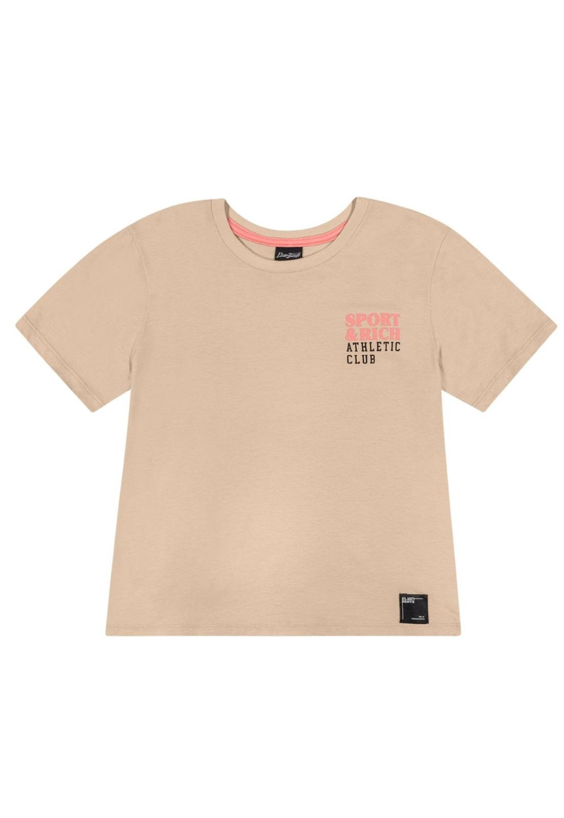 Infantil - Blusa Juvenil Manga Curta Estampada Elian 271542 Marrom