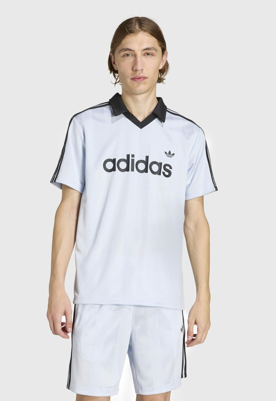 Camiseta Polo Masculina adidas Originals JSY Listrada Azul