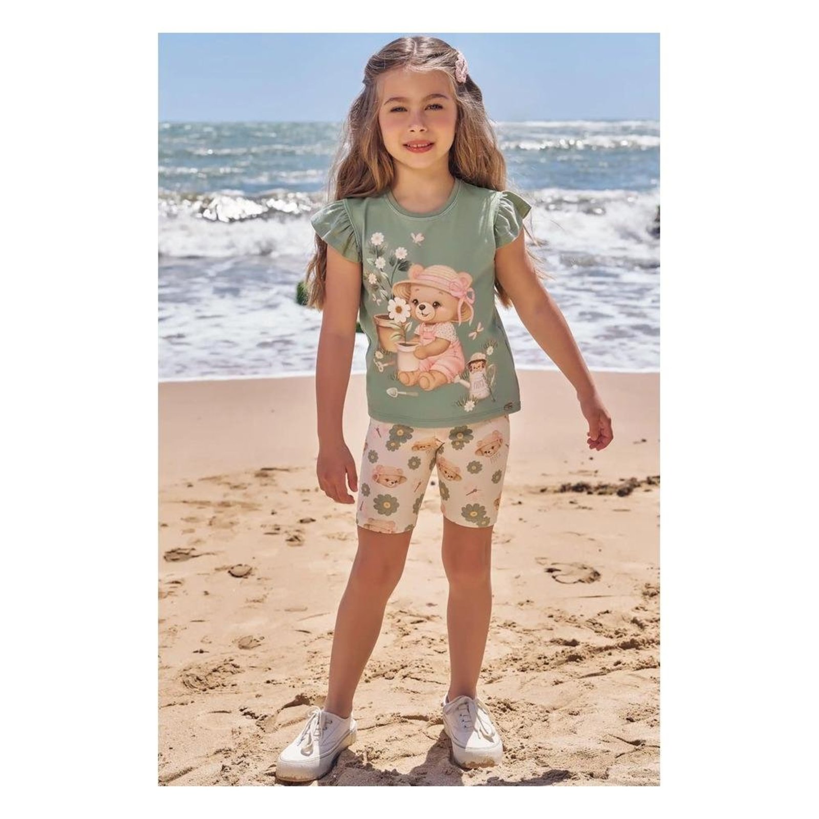 Infantil - Bermuda Menina Estampado Infanti 2 Unico