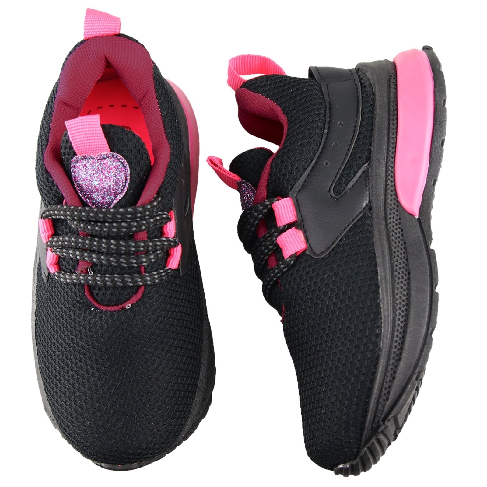Infantil – Tênis Menina Kiath Casual Confortável Delicado Glitter Preto/Pink