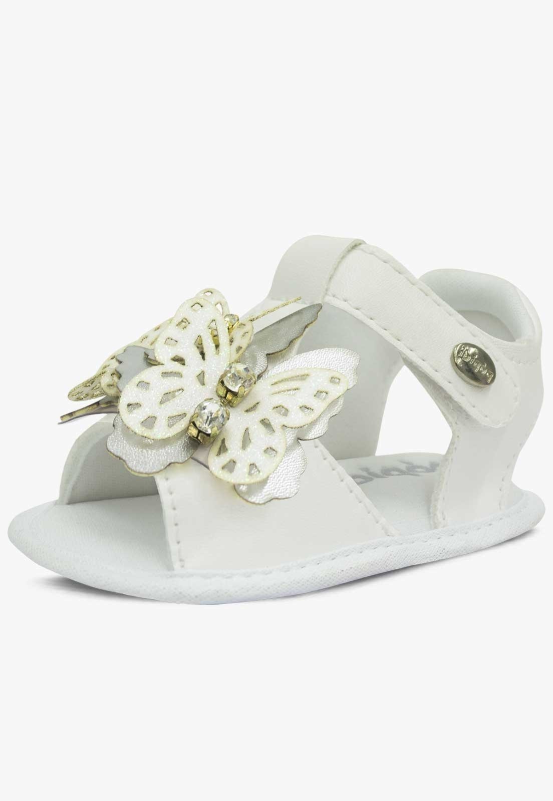 Infantil – Sandália Pópidi Recém-Nascido Menina Moda Borboletas Branco