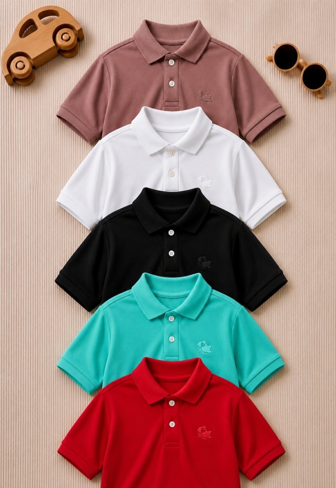 Infantil - Kit 5 Camisa Polo Menino Daze Modas Preta Branca Marrom Verde Vermelha