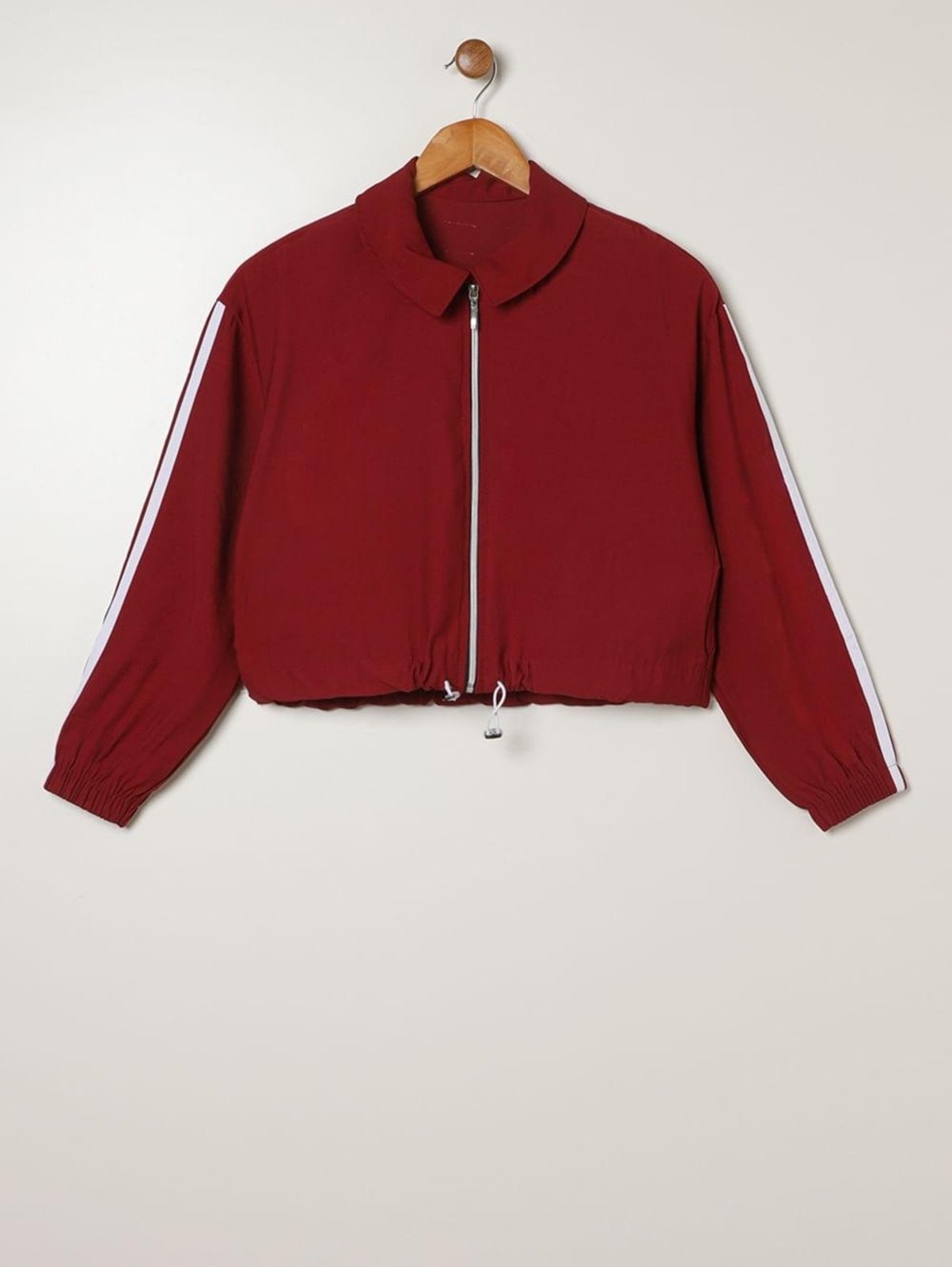 Infantil - Casaco Viscose Listrado Juvenil Para Menina - BORDO