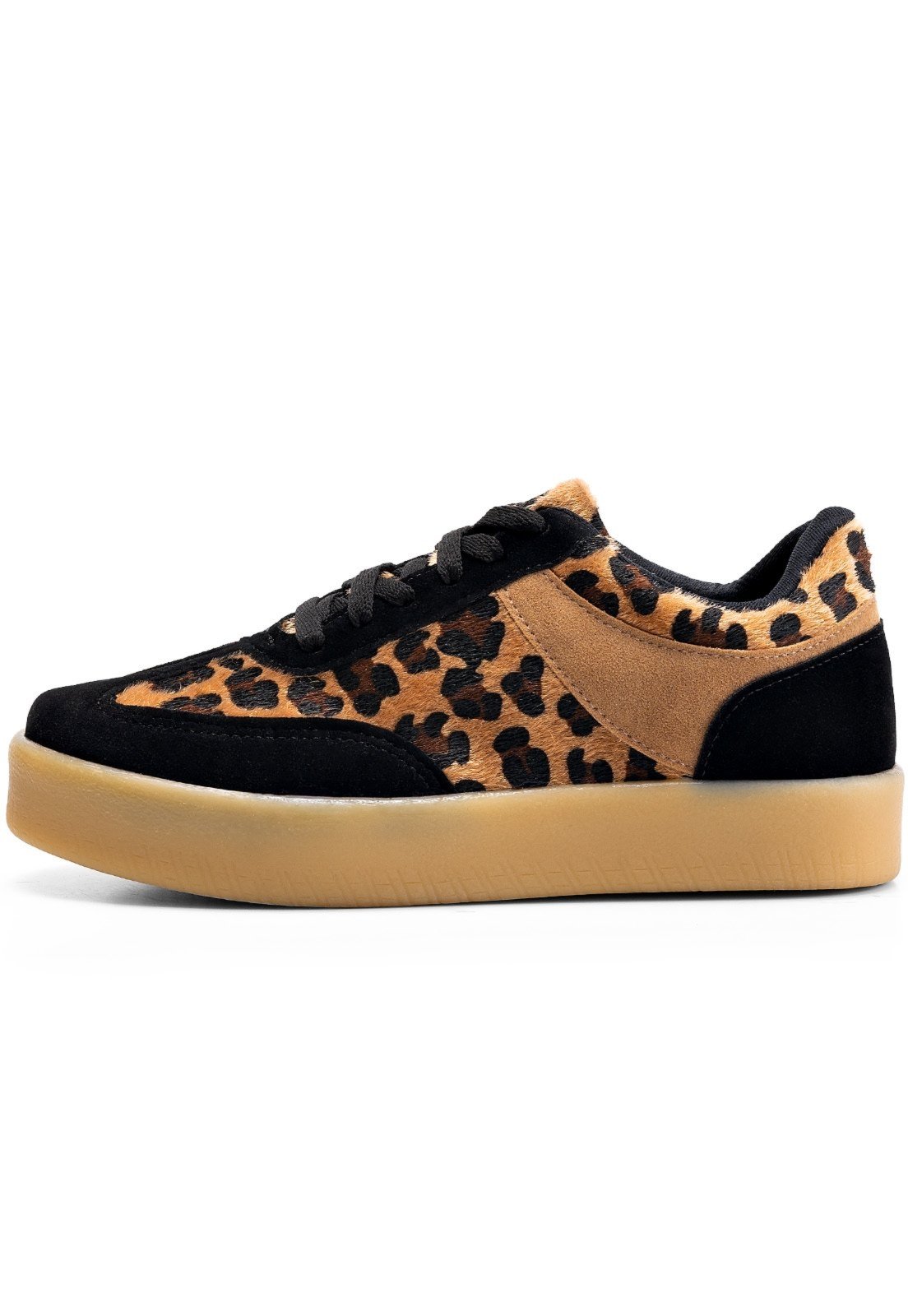 Vista 2 Tênis Feminino Lumiss Casual Confortável Flatform Camurça onça LUMISS onça