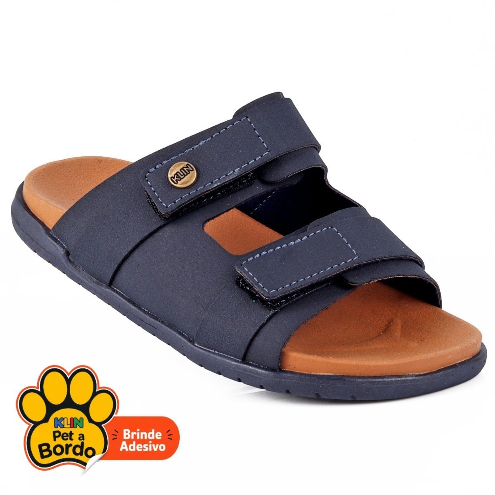 Infantil - Sandália Chinelo Klin Weekend Marinho com Fechamento Duplo