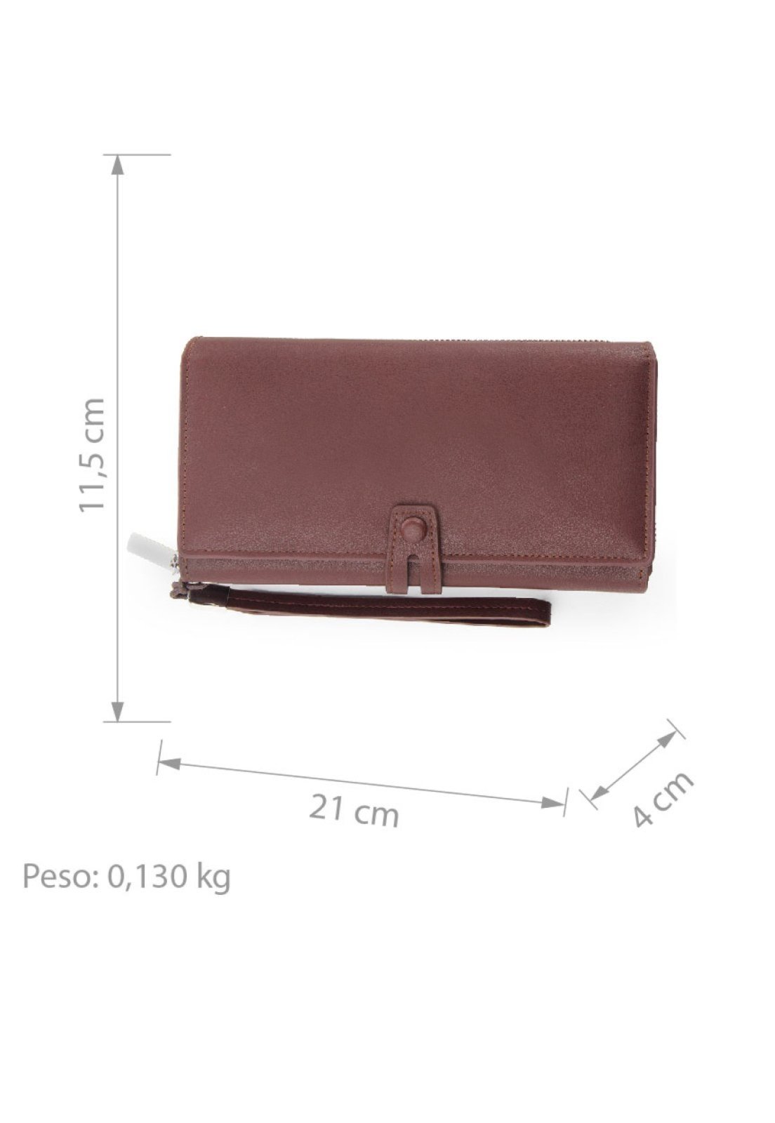 Vista 3 Carteira Feminina Crosswave Pu Grande Porta Moeda e Cartões Crossgear marrom Crossgear marrom
