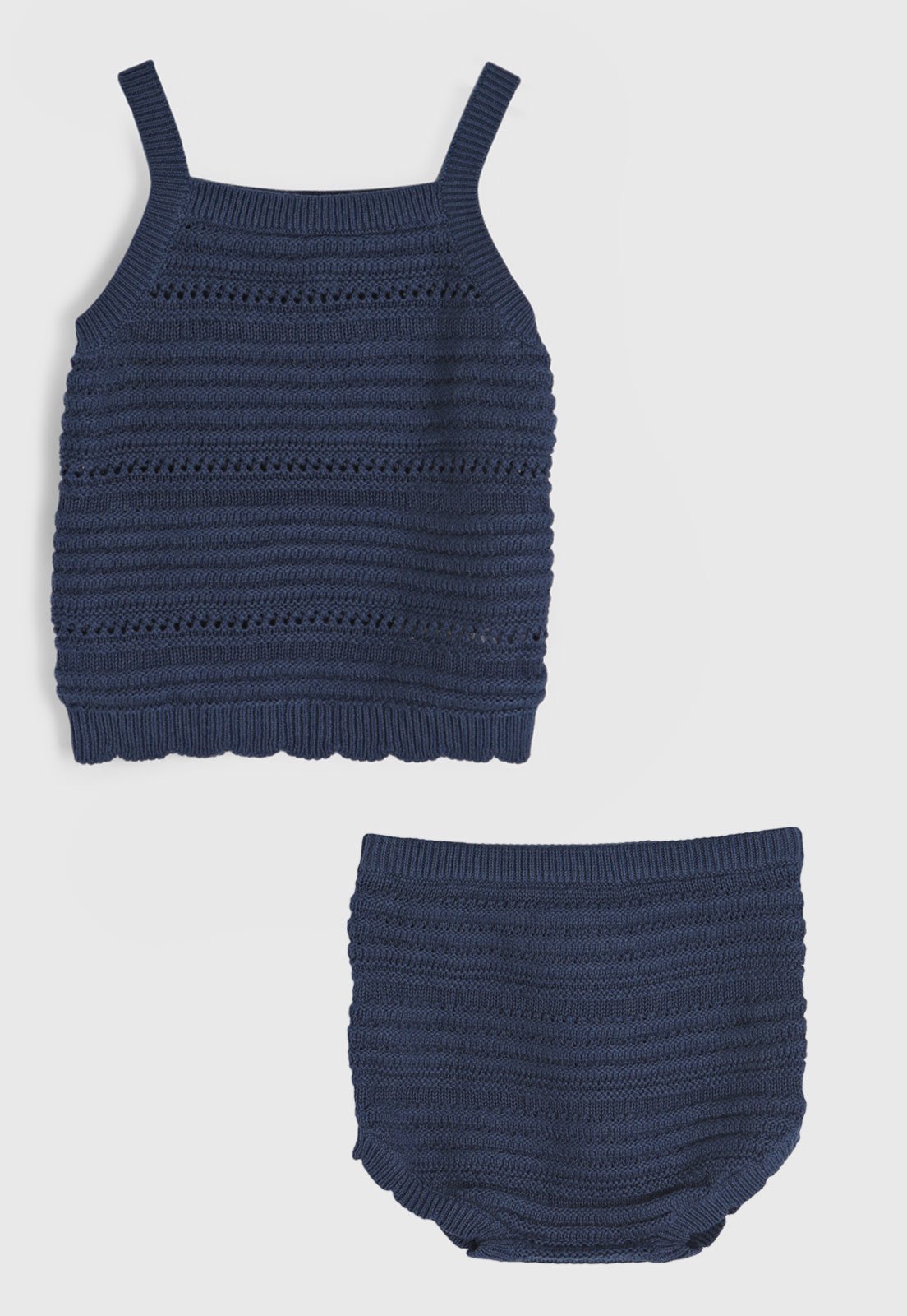 Infantil – Conjunto 2pçs Manga Curta GAP Blusa E Calcinha Trico Azul-Marinho