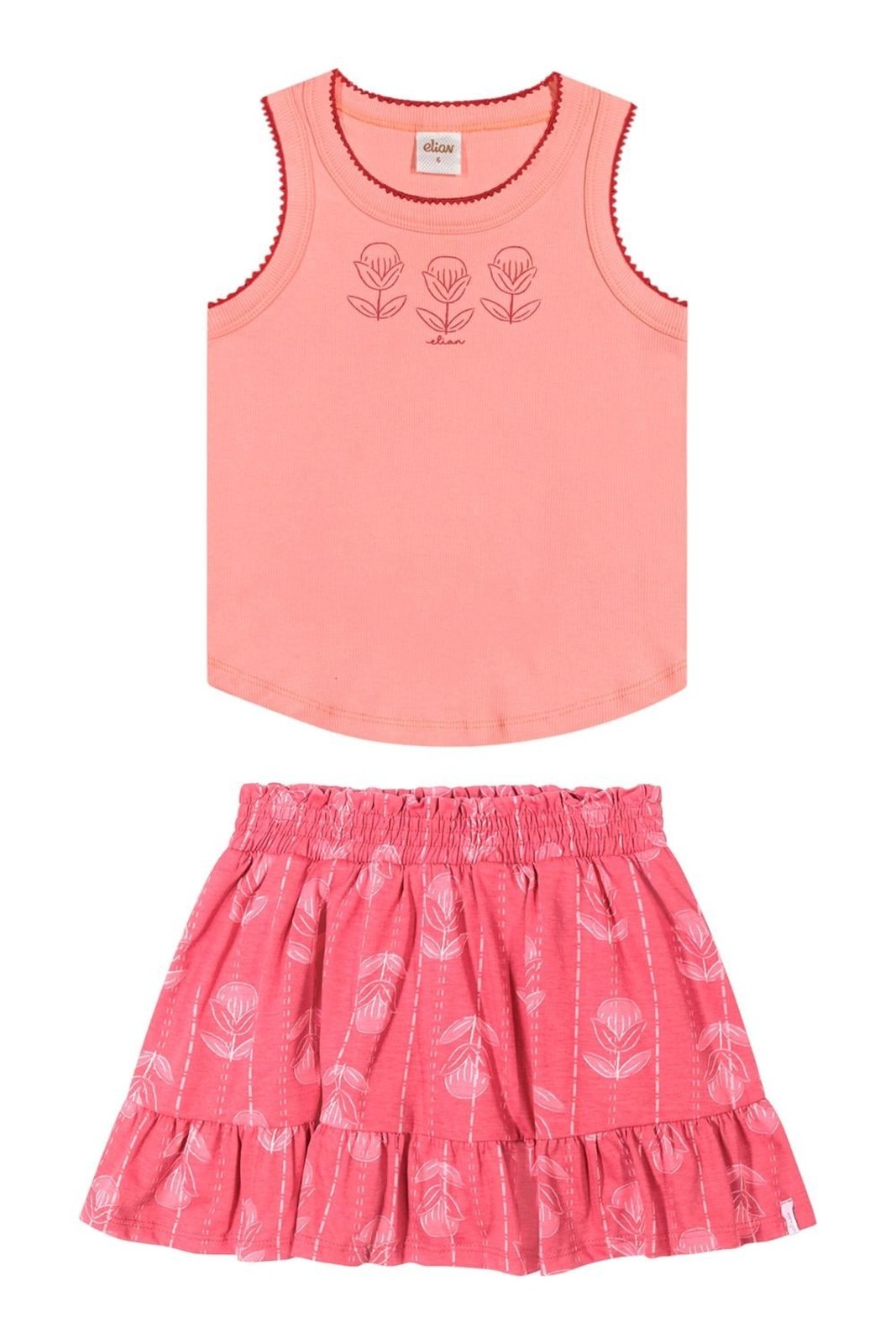 Infantil - Conjunto Menina Ribana Floral Elian Rosa