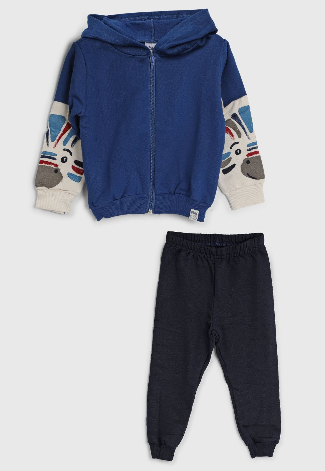 Conjunto Elian Moletom Capuz Zebra Azul