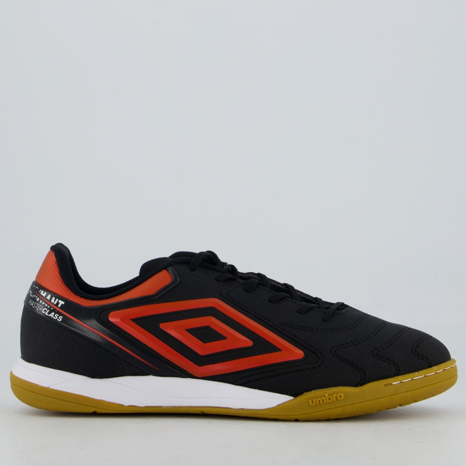 Chuteira Umbro Adamant Master Class Club Futsal Preta e Vermelha