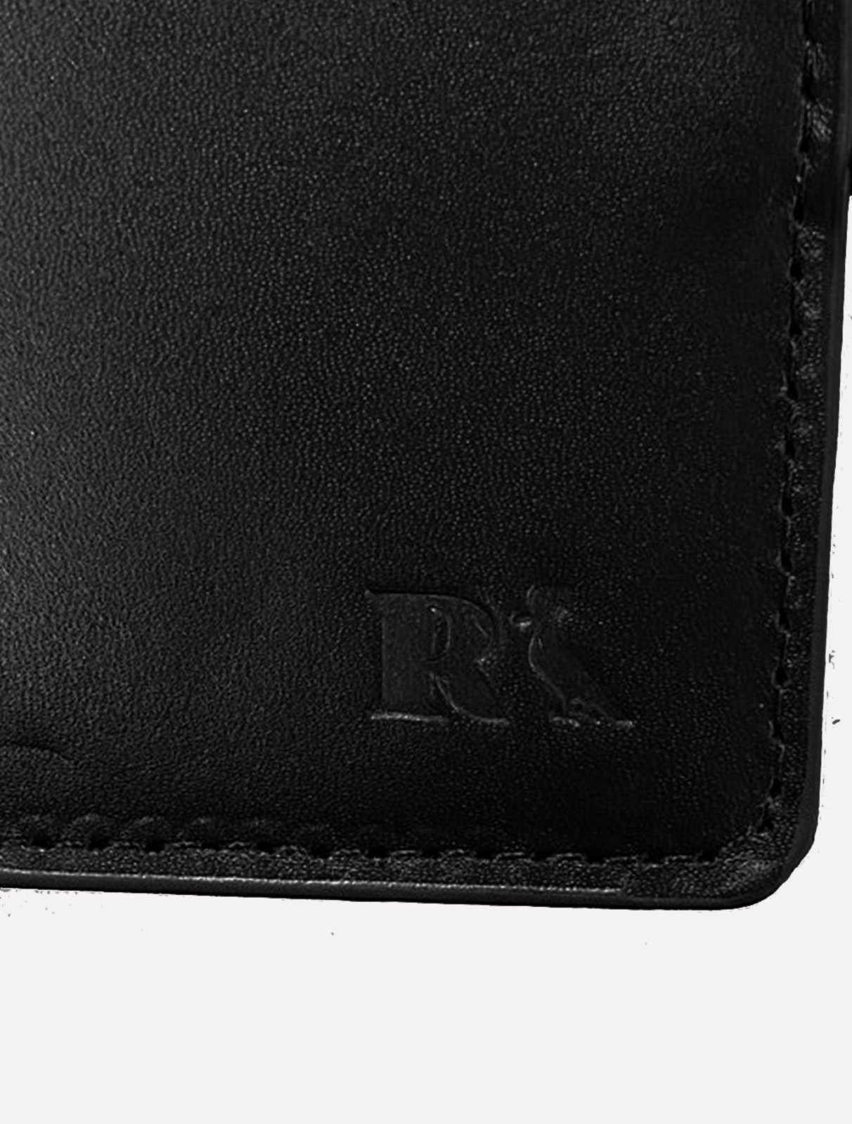 Vista 3 Carteira Reserva Masculina Porta-Cartão Couro Transpasse Bandeira Preta preto Reserva preto