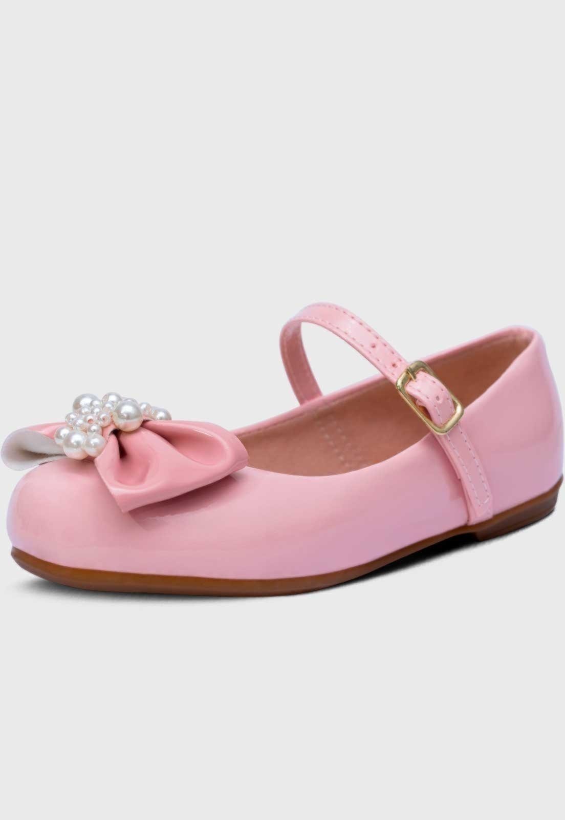 Infantil – Sapatilha Popidi Feminina Laço Perola Rosa