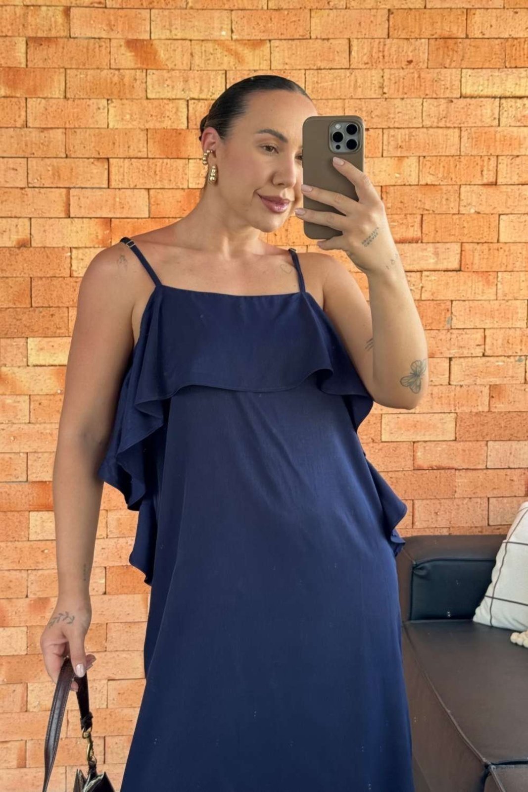 Vestido Vanibele Midi Azul Marinho