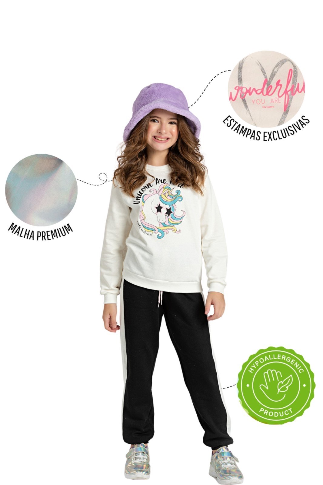 Vista 3 Infantil - Kit 3 Conjuntos Off Menina Inverno VIDA COSTEIRA off-white VIDA COSTEIRA off-white
