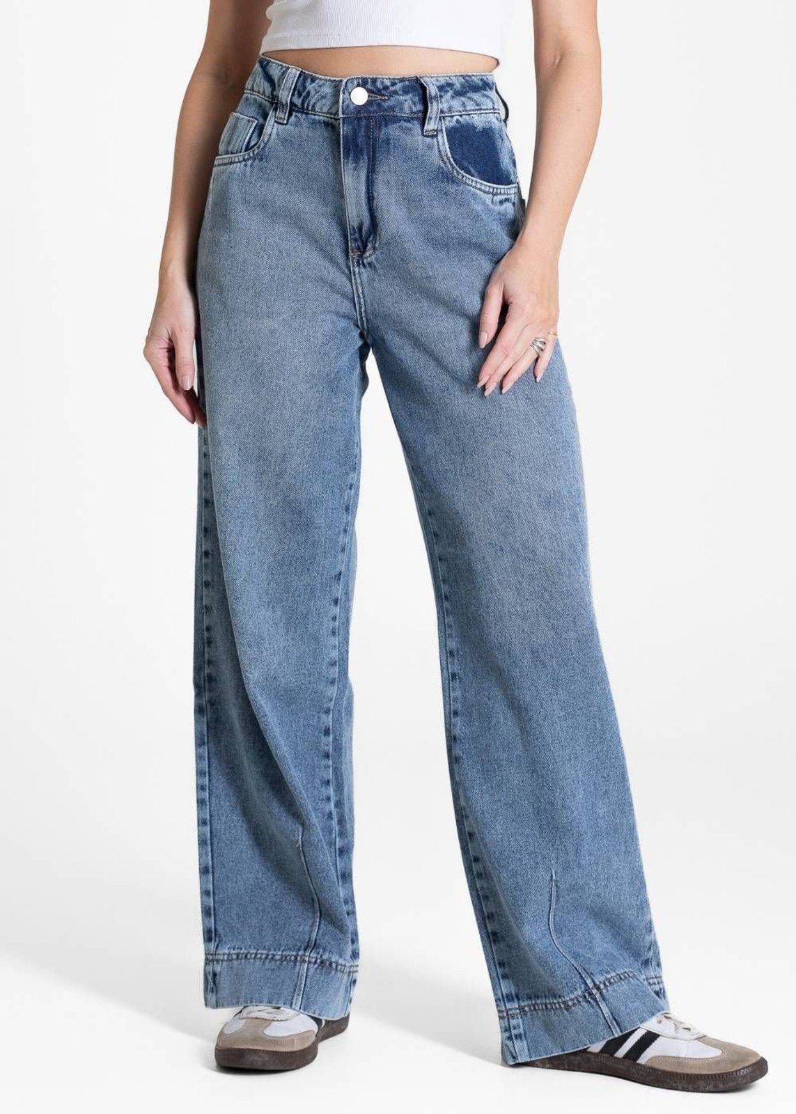 Calça Jeans Sawary Wide Leg Petit - 283341 - Azul - Sawary