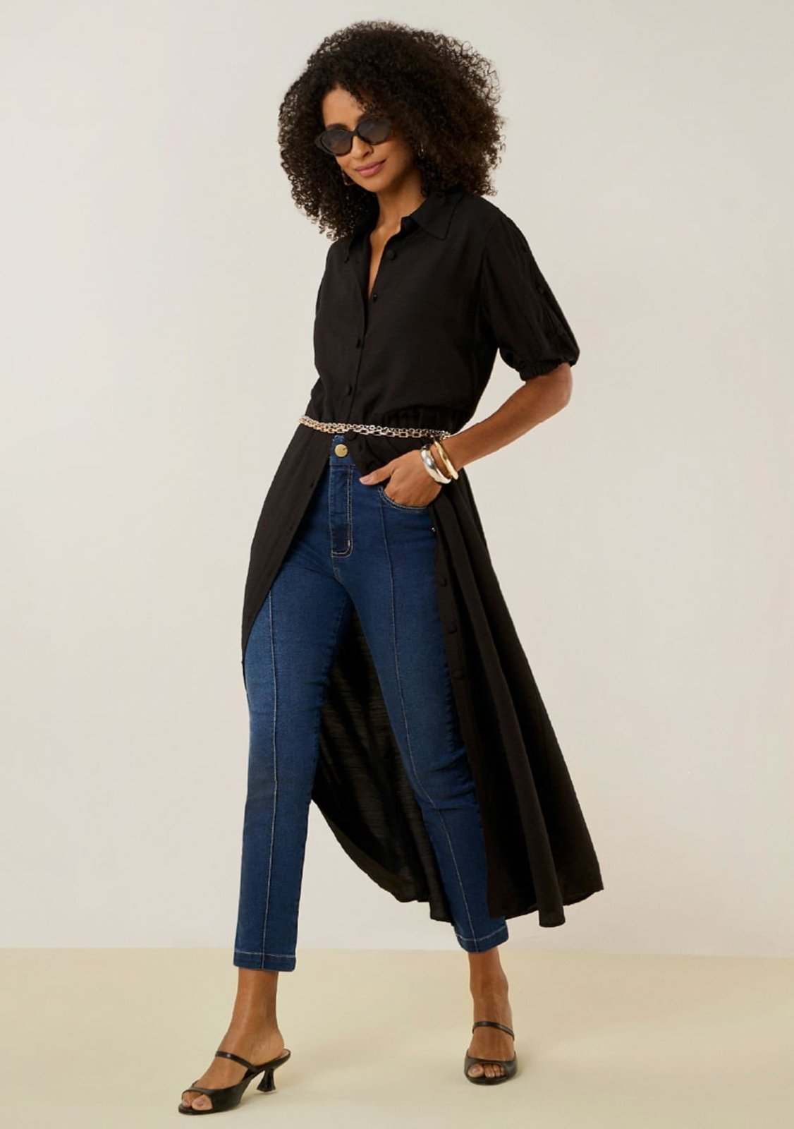 Calça Maria Valentina Cigarrete Alta Azul